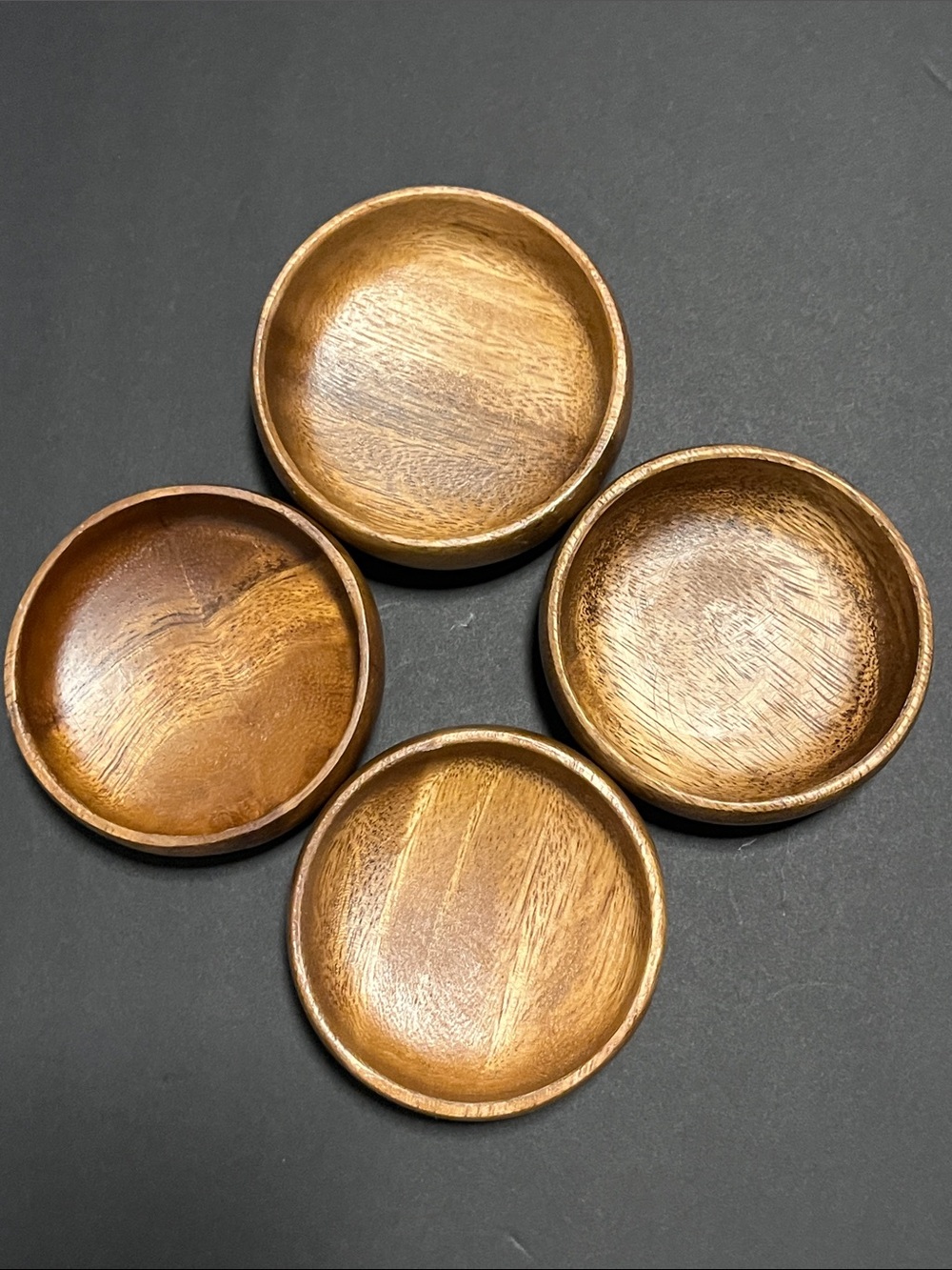 Small Wooden Round Bowls- Warm Brown Set of 4
